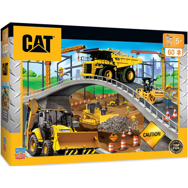 CATERPILLAR Kids' Under The Bridge Right Fit - Construction Trucks 60-Piece Puzzle