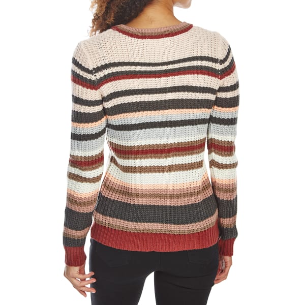 PINK ROSE Juniors' Striped Pullover Long-Sleeve Sweater