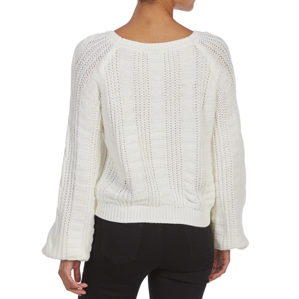 ALMOST FAMOUS Juniors' Cable Crew Long-Sleeve Crop Sweater