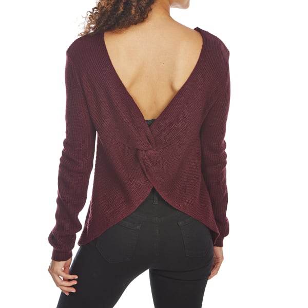 ALMOST FAMOUS Juniors' Double V-Neck Front-Back Twist Reversible Sweater