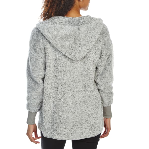 ALMOST FAMOUS Juniors' Sherpa Hooded Open Cardigan