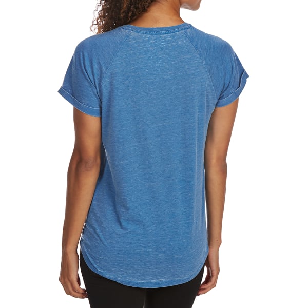 FREEZE Juniors' Love Roll-Cuff Raglan Short-Sleeve Tee