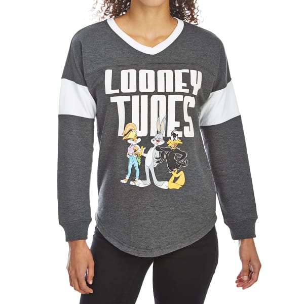 FREEZE Juniors' Looney Tunes V-Neck Fleece Pullover