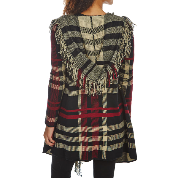 ABSOLUTELY FAMOUS Women's Plaid Jacquard Cascade Sweater Cardigan