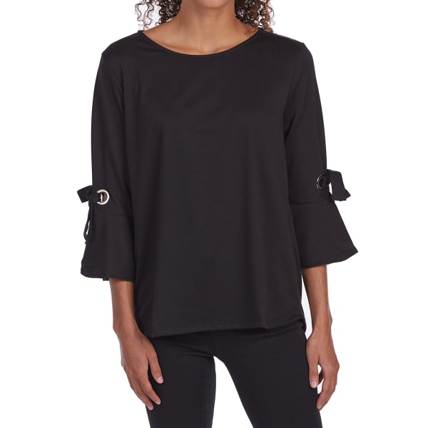 TRESICS FEMME Women's Baby Terry Grommet ¾-Sleeve Top