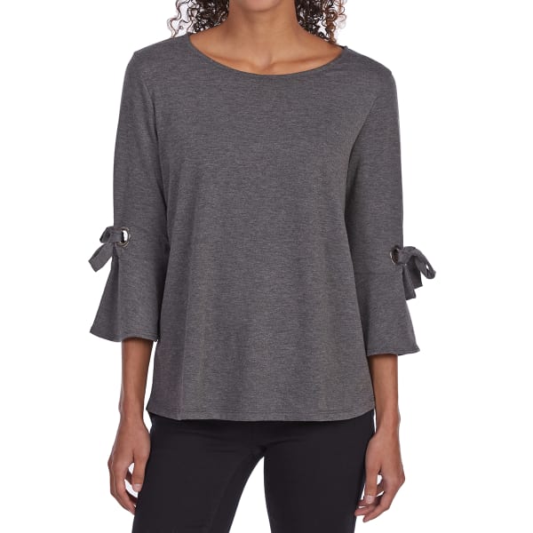 TRESICS FEMME Women's Baby Terry Grommet ¾-Sleeve Top