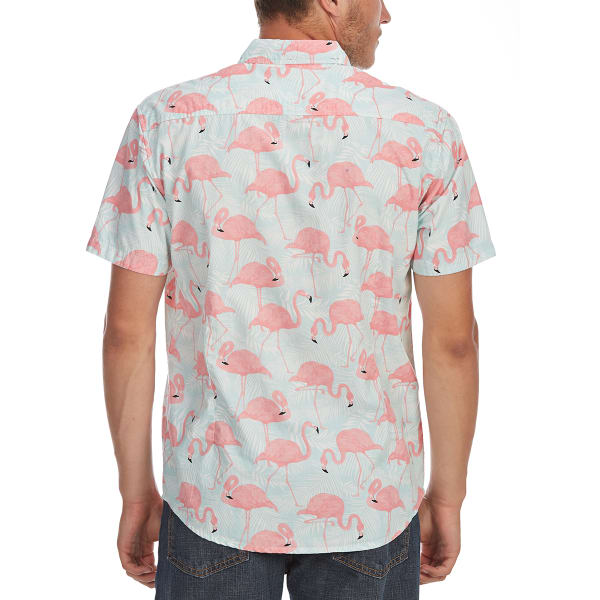 ARTISTRY IN MOTION Guys' Flamingo Print Woven Short-Sleeve Shirt