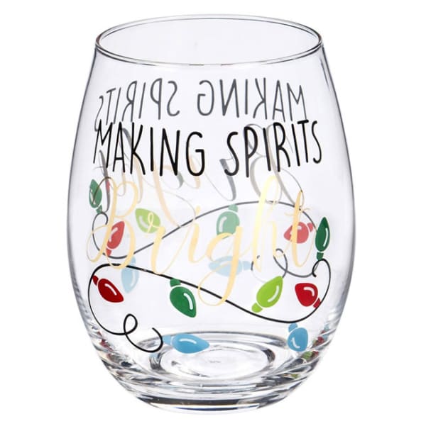 EVERGREEN Making Spirits Bright Metallic Stemless Wine Glass