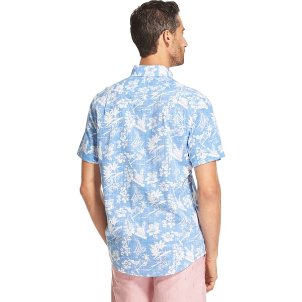 IZOD Men's Dockside Chambray Short-Sleeve Floral Button-Front Shirt