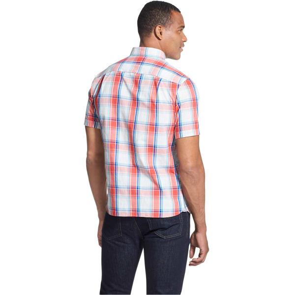 VAN HEUSEN Men's Short-Sleeve Never Tuck Button Down Shirt