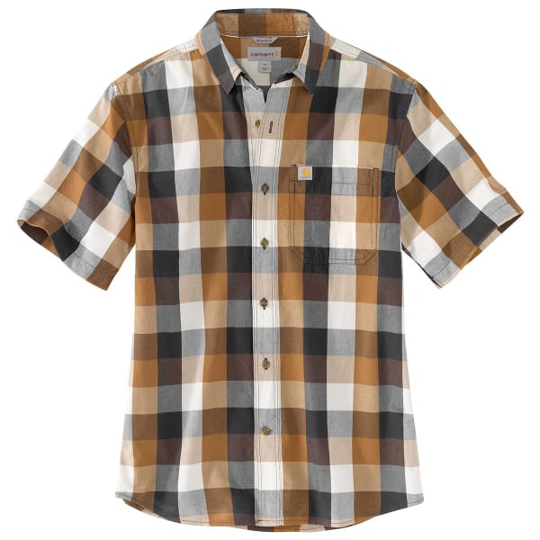 CARHARTT Men's Essential Plaid Open Collar Short-Sleeve Shirt