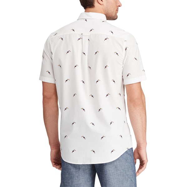 CHAPS Men's Short-Sleeve Woven Shirt with Parrot Print