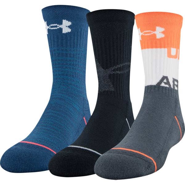 UNDER ARMOUR Boys' Phenom 5.0 Crew Socks, 3-Pack