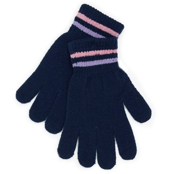 NOLAN Girls' Peace Heart Stars Pom Knit Hat and Gloves Set