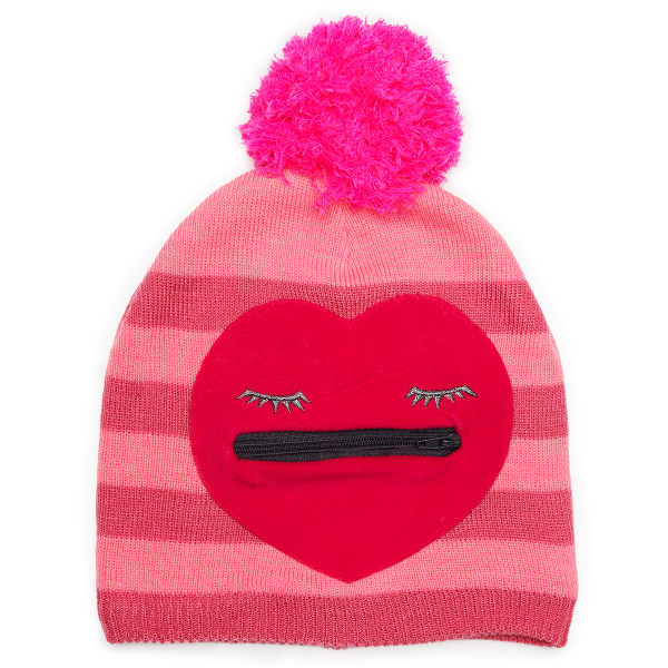 NOLAN Girls' Heart Stripe Pom Cold Weather Hat