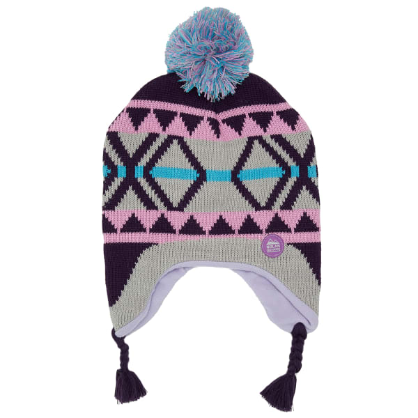 NOLAN Girls' Patterned Pom Knit Hat and Gloves Set