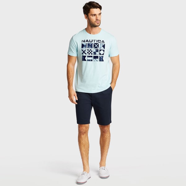 NAUTICA Men's Cross Hatch Flags Short-Sleeve Graphic Tee