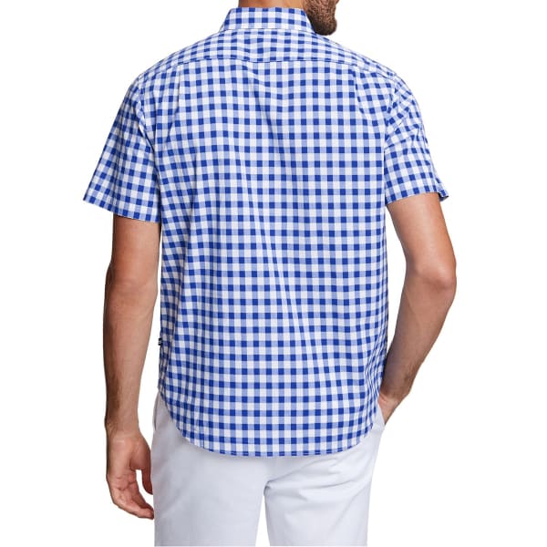 NAUTICA Men's Short-Sleeve Gingham Stretch Poplin Shirt