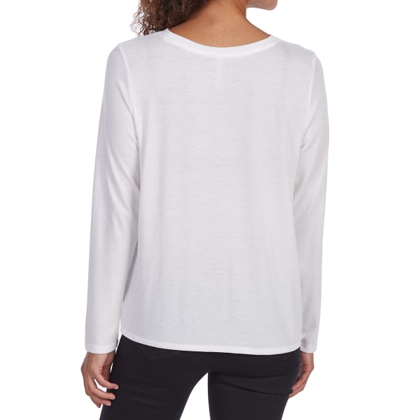 TRESICS FEMME Juniors' Crew Twist Detail Long-Sleeve Top