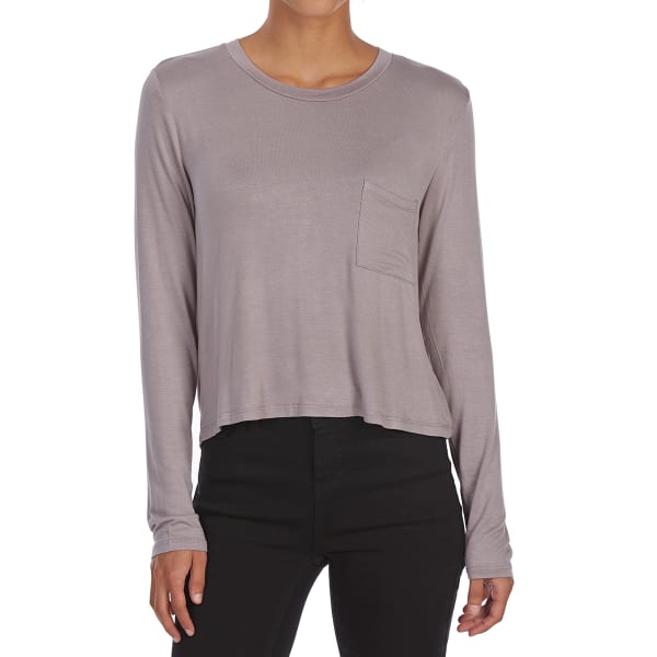 TRESICS FEMME Juniors' Crewneck Long-Sleeve Crop Top