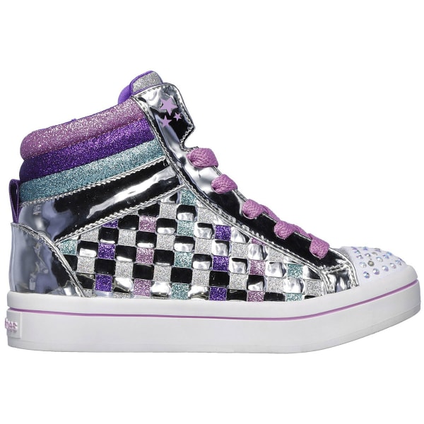 SKECHERS Little Girls' Twinkle Toes Twi-lites Sparkle Status Hi Top Sneakers