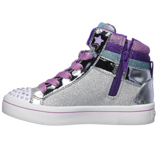 SKECHERS Little Girls' Twinkle Toes Twi-lites Sparkle Status Hi Top Sneakers