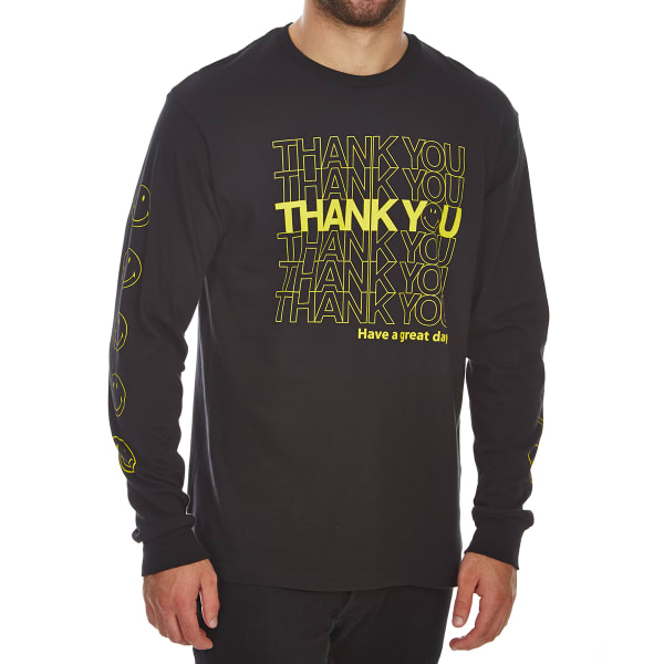 BODY RAGS Guys' Thank You Smiley World Long-Sleeve Tee