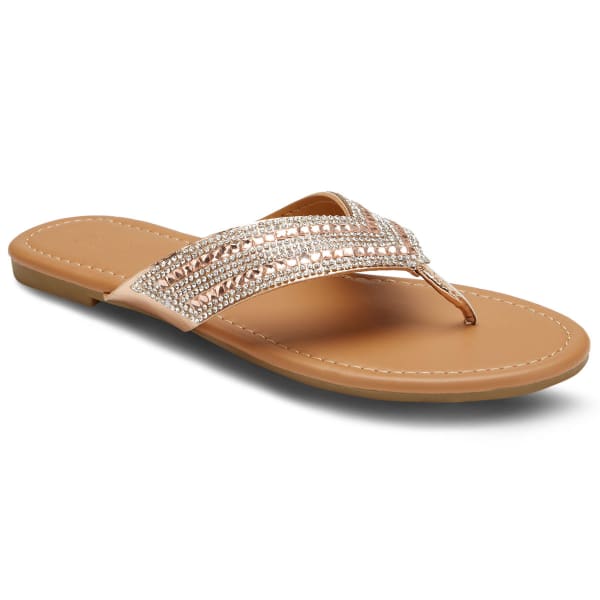 OLIVIA MILLER Women's Rhinestone Thong Sandals