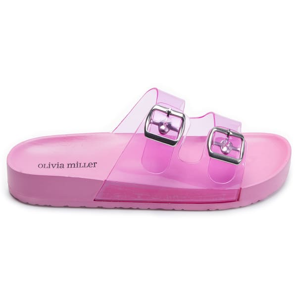 OLIVIA MILLER Women's Jelly Double Band Slide Sandals