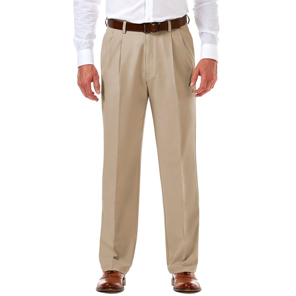 HAGGAR Men's Cool 18 Classic Fit Pleated Front Pant