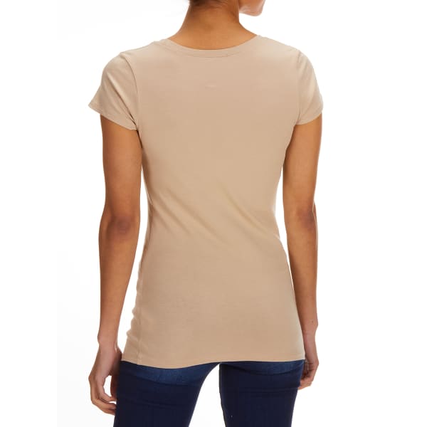 AMBIANCE Juniors' Basic Cotton Spandex Crewneck Tee