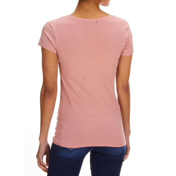 AMBIANCE Juniors' Basic Cotton Spandex Crewneck Tee