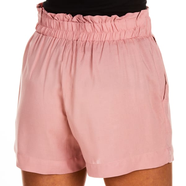 AMBIANCE Juniors' Solid Rayon Challis Paper Bag Shorts