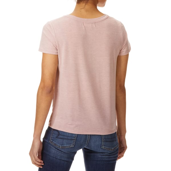 PINK ROSE Juniors' Short-Sleeve V-Neck Knot Front Tee