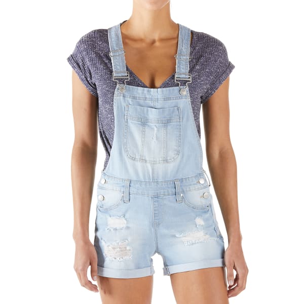 BLUE SPICE Juniors' Denim Shortall Overalls