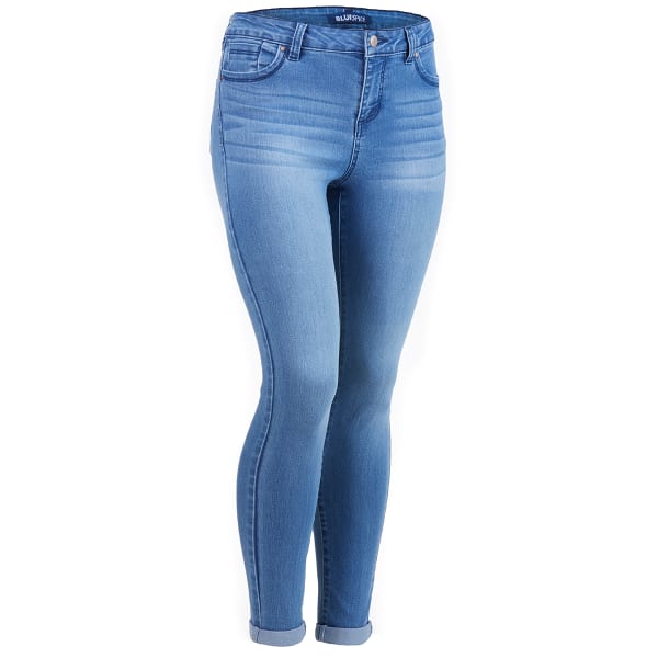 BLUE SPICE Juniors' High Rise Rolled Ankle Jeans