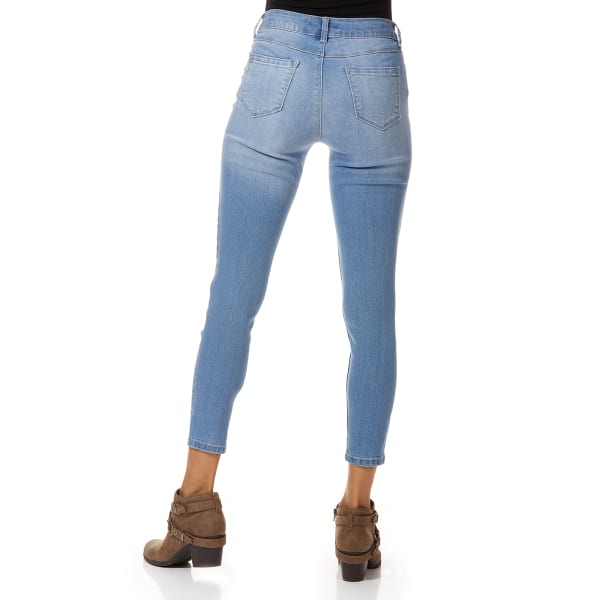 BLUE SPICE Juniors' Denim Destructed High Rise Ankle Jeans