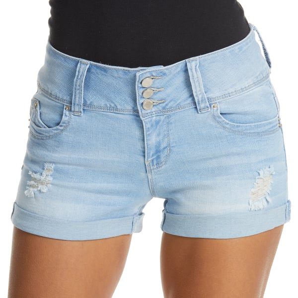 YMI Juniors' 3-Button Rolled Cuff Shorts