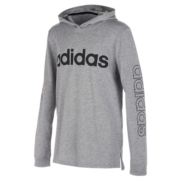 ADIDAS Boys' 8-20 Long-Sleeve Hooded Linear Logo Tee