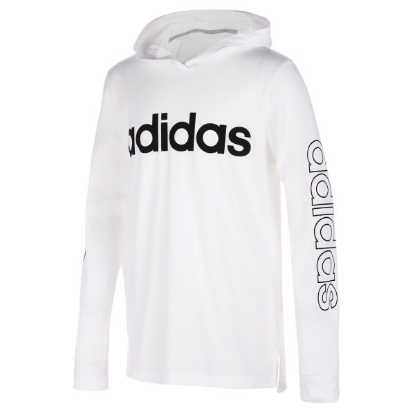 ADIDAS Boys' 8-20 Long-Sleeve Hooded Linear Logo Tee