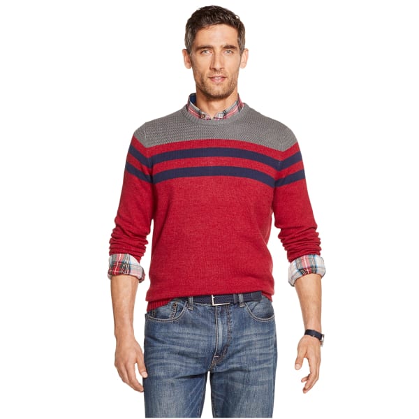 IZOD Men's Varsity Stripe Pullover Crewneck Sweater