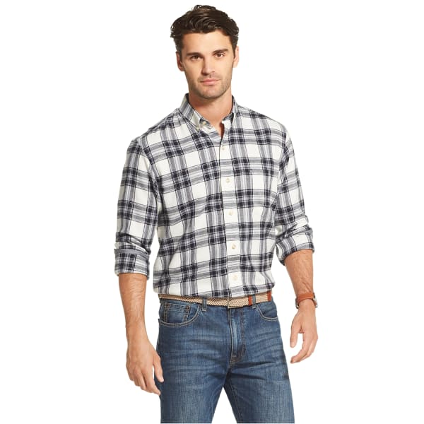 IZOD Men's Long-Sleeve Cotton/Poly Plaid Flannel Shirt