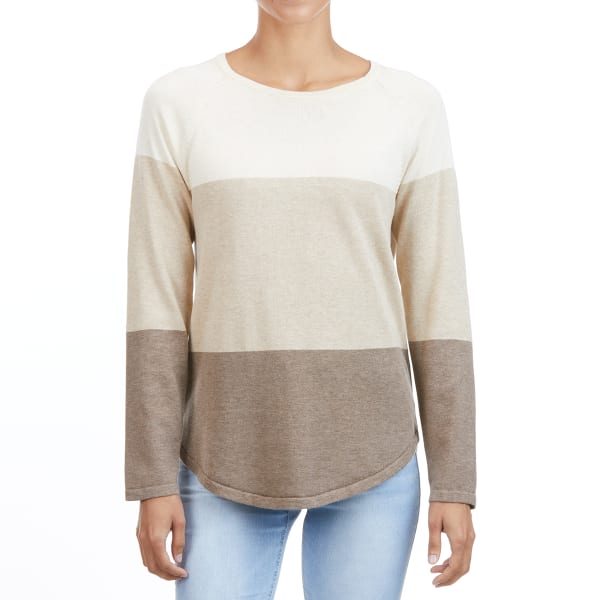 JEANNE PIERRE Women's Cotton Color Block Shirttail Sweater