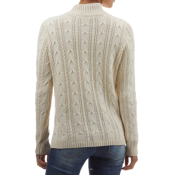 JEANNE PIERRE Women's Cotton Mock Neck Cable Knit Sweater