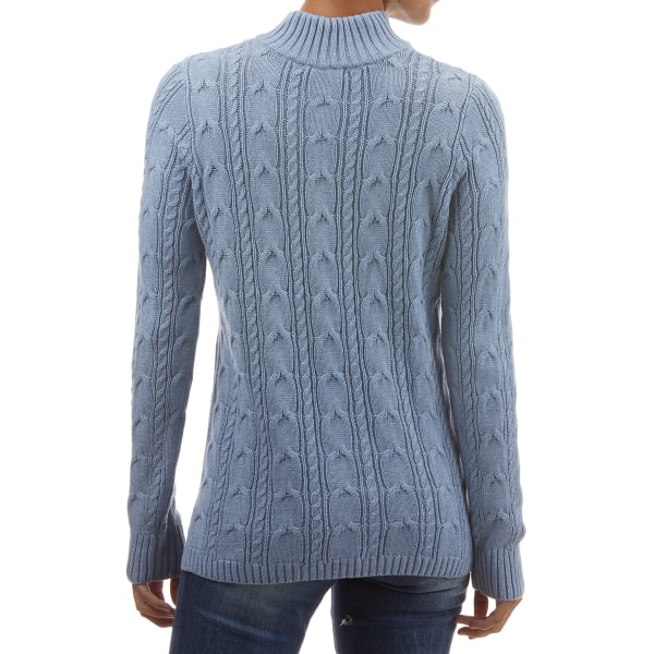 JEANNE PIERRE Women's Cotton Mock Neck Cable Knit Sweater