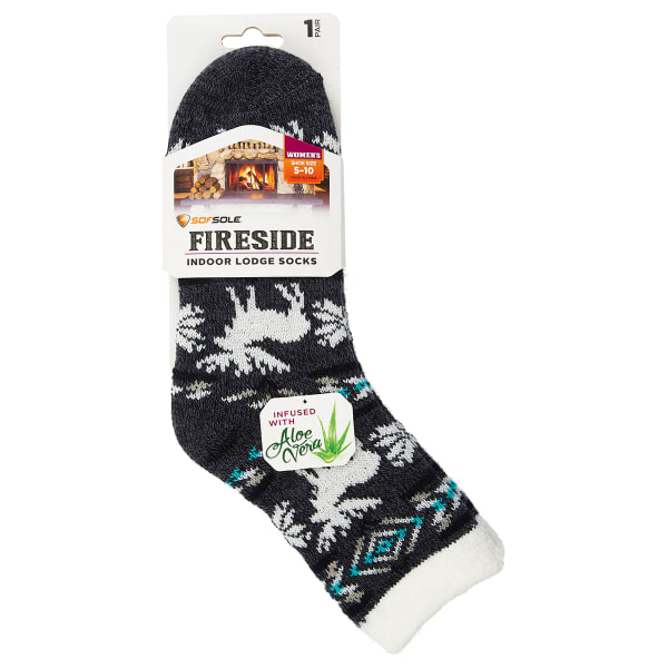 SOF SOLE Women's Fireside Moose Print Winter Socks