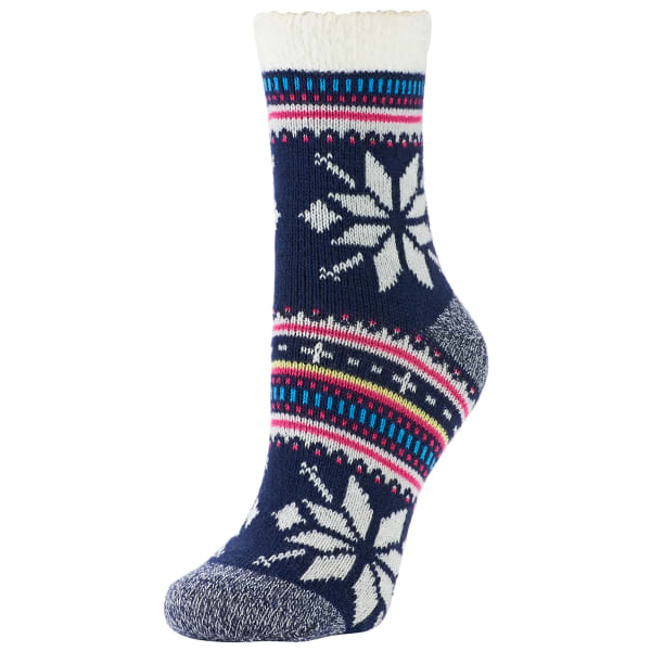 SOF SOLE Women's Fireside Striped Snowflake Print Socks