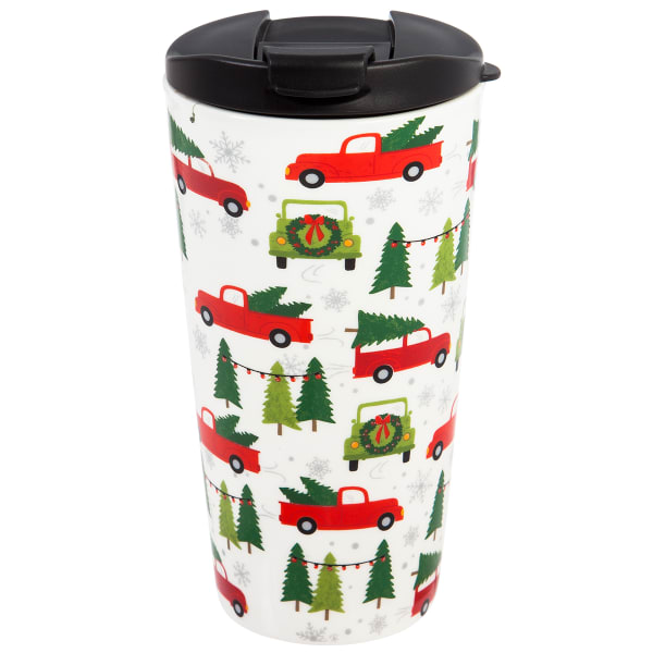 EVERGREEN ENTERPRISES Farmhouse Christmas 17 oz. Ceramic Travel Cup with Box