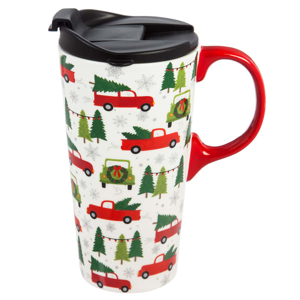 EVERGREEN ENTERPRISES Farmhouse Christmas 17 oz. Ceramic Travel Cup with Box