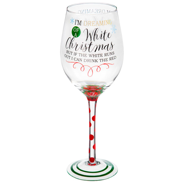 EVERGREEN ENTERPRISES White Christmas Wine Glass with Box